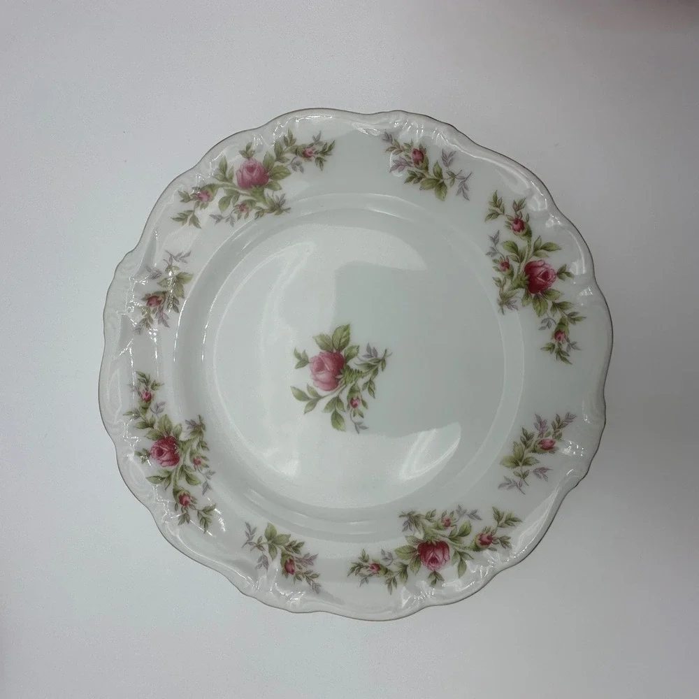 Johann Haviland Bavaria Moss Rose Bread and Butter Plates Set of 5 Gold Trim